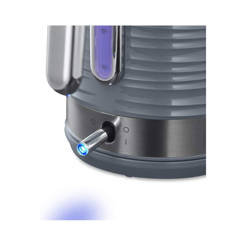 Russell Hobbs Inspire Electric Jug Kettle Premium Textured High Gloss 3000W 1.7 Litres - Grey