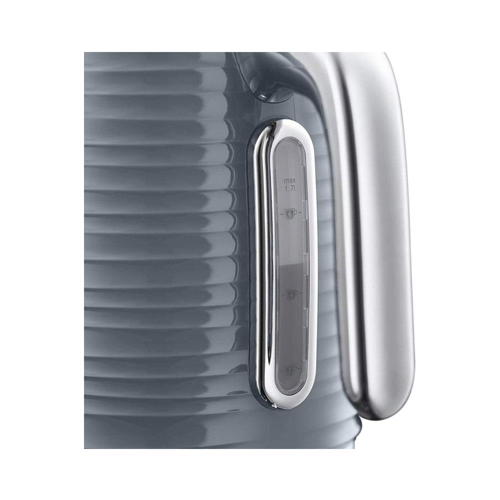 Russell Hobbs Inspire Electric Jug Kettle Premium Textured High Gloss 3000W 1.7 Litres - Grey
