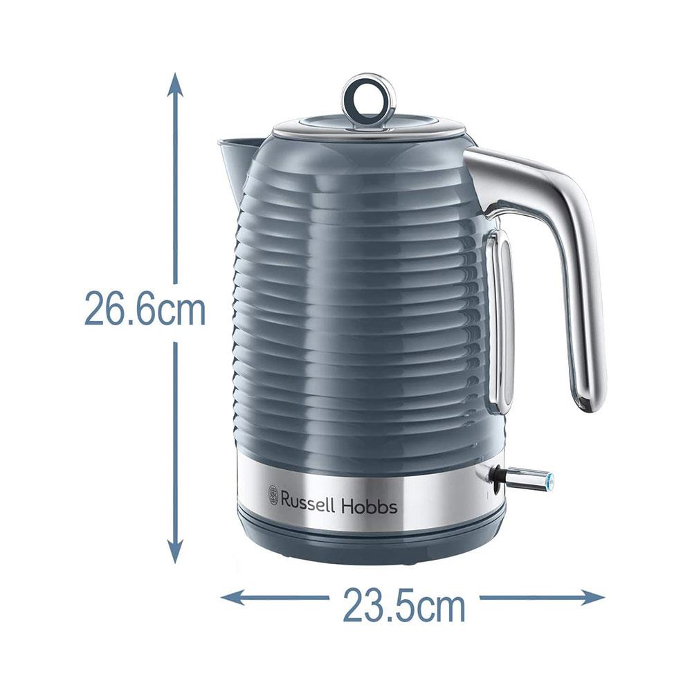 Russell Hobbs Inspire Electric Jug Kettle Premium Textured High Gloss 3000W 1.7 Litres - Grey