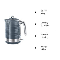 Russell Hobbs Inspire Electric Jug Kettle Premium Textured High Gloss 3000W 1.7 Litres - Grey