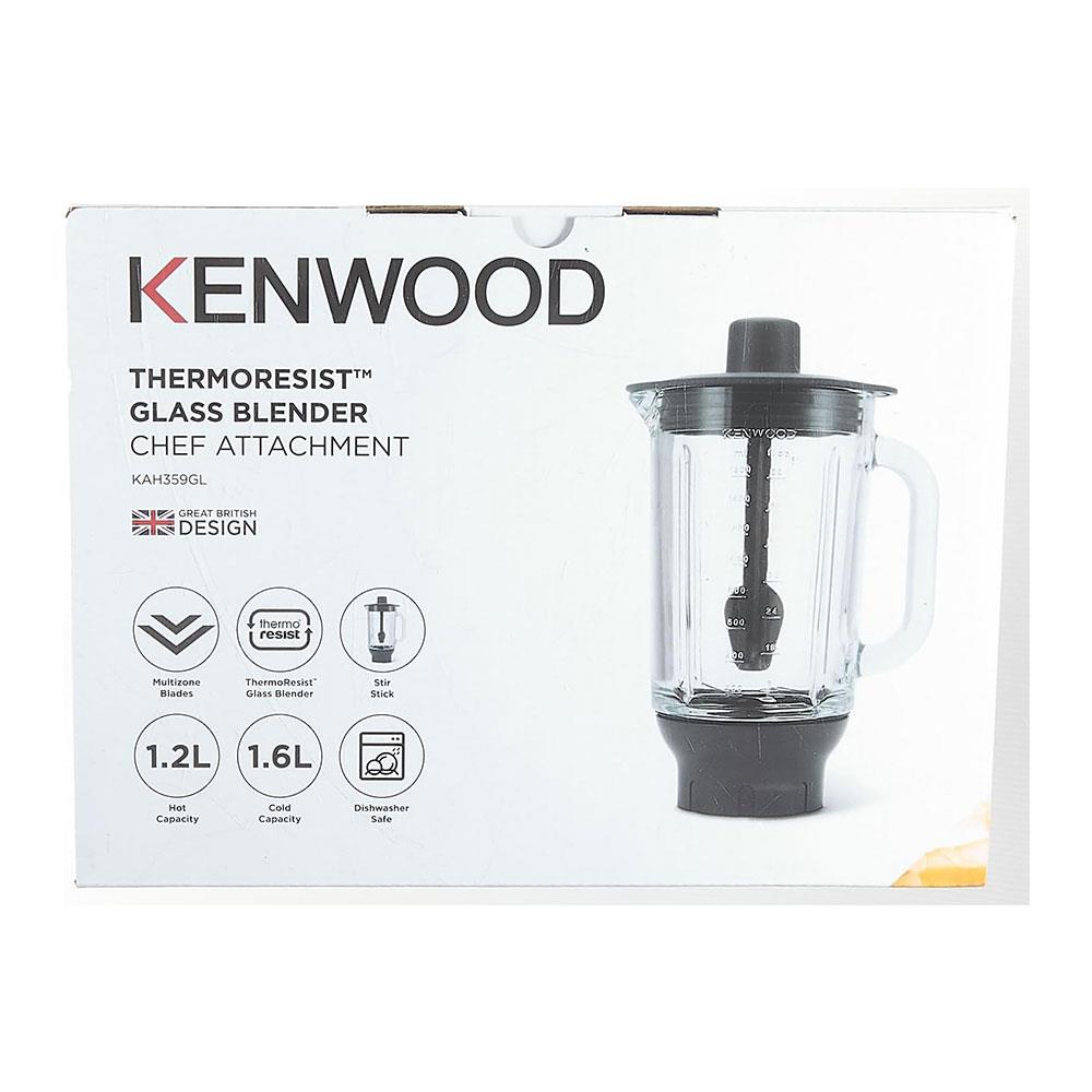 Kenwood Thermoresist Glass Blender Attachment With Stir Stick 1.6 Litres - Black