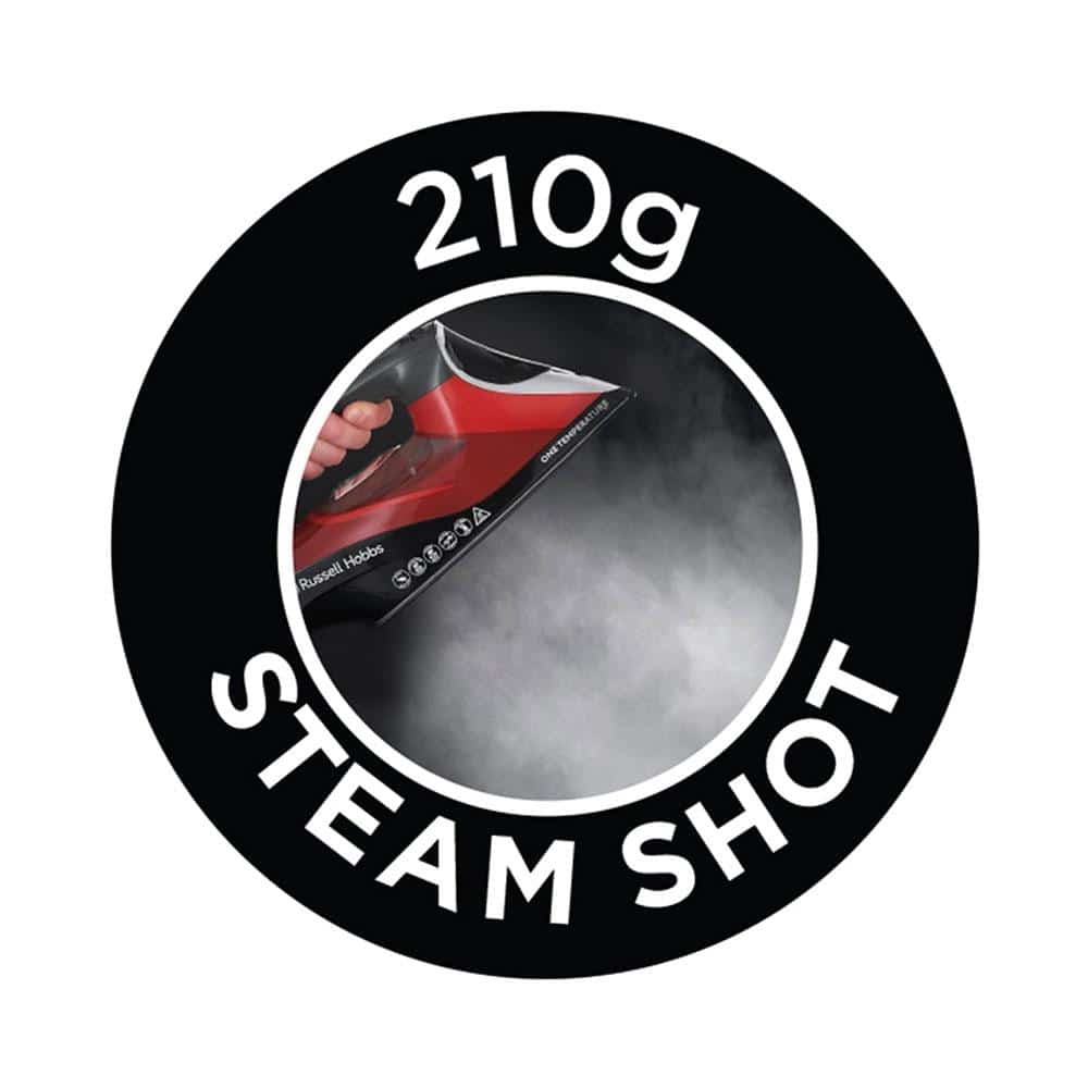Russell Hobbs One Temperature Steam Iron 2600W 350ml Water Tank - Red/Black