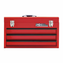 Hilka 3 Drawer Portable Tool Chest Steel Metal Tools Storage Box - Red