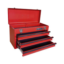 Hilka 3 Drawer Portable Tool Chest Steel Metal Tools Storage Box - Red