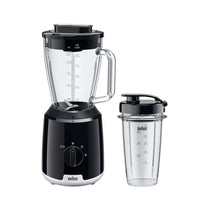 Braun PowerBlend 1 Jug Blenders With Smoothie2Go Bottle 2 Speed & Ice Crush Functions 600W 1.5 Litres - Black