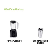 Braun PowerBlend 1 Jug Blenders With Smoothie2Go Bottle 2 Speed & Ice Crush Functions 600W 1.5 Litres - Black