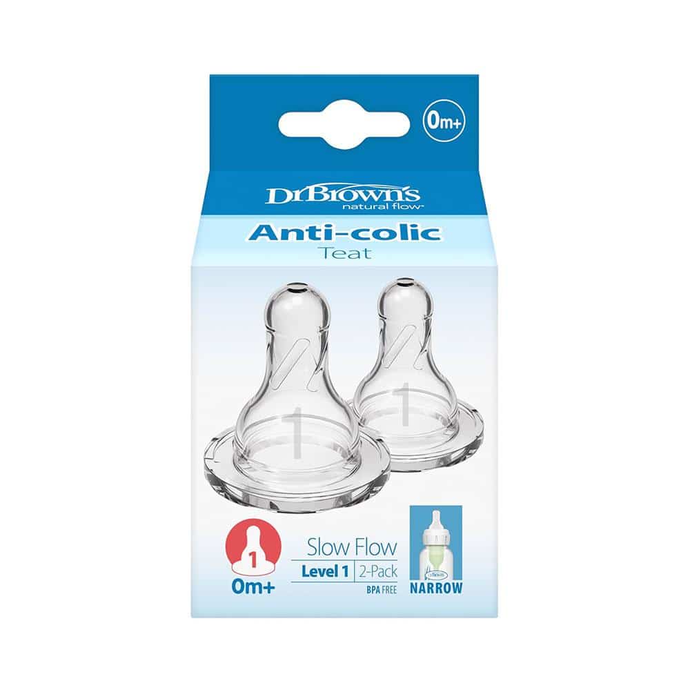 Dr Browns Options+ Level 1 Narrow Neck Teat 2 Pack 0 Months+ - Transparent Secondary image