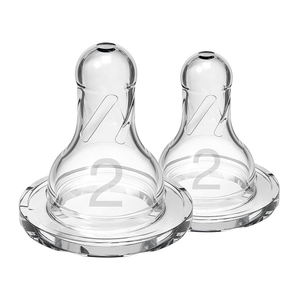 Dr Browns Options+ Level 2 Narrow Neck Teat 2 Pack 3 Months+ - Transparent