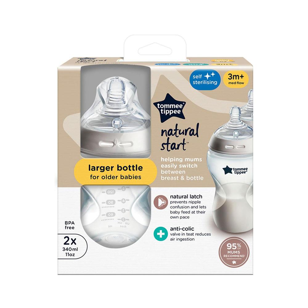 Tommee Tippee Closer To Nature Baby Bottle 340ml Anti-Colic Valve 2 Pack 3+ Months - Clear Secondary image
