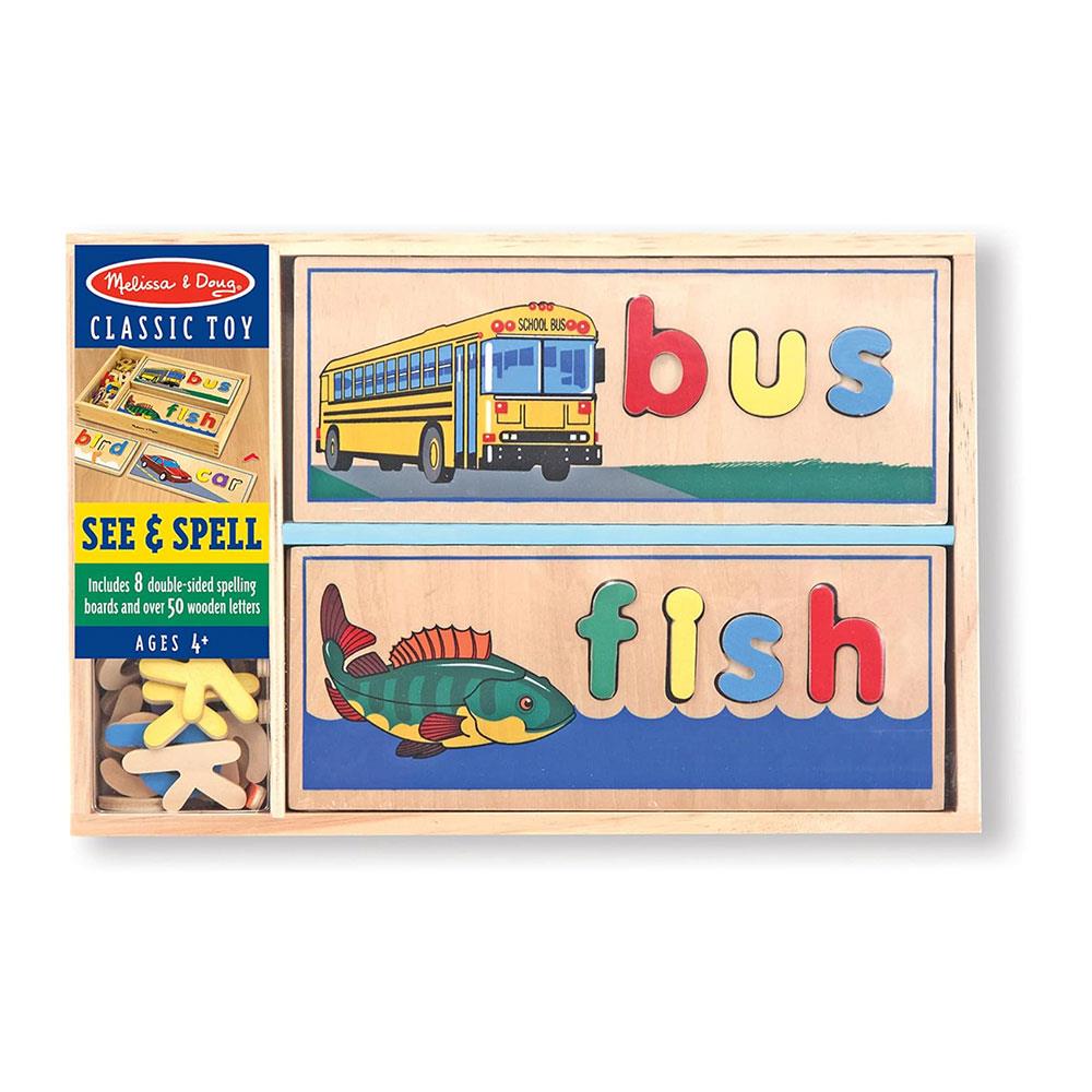 Melissa & Doug See & Spell Learning Wooden Educational Toy Skills 50 Pieces