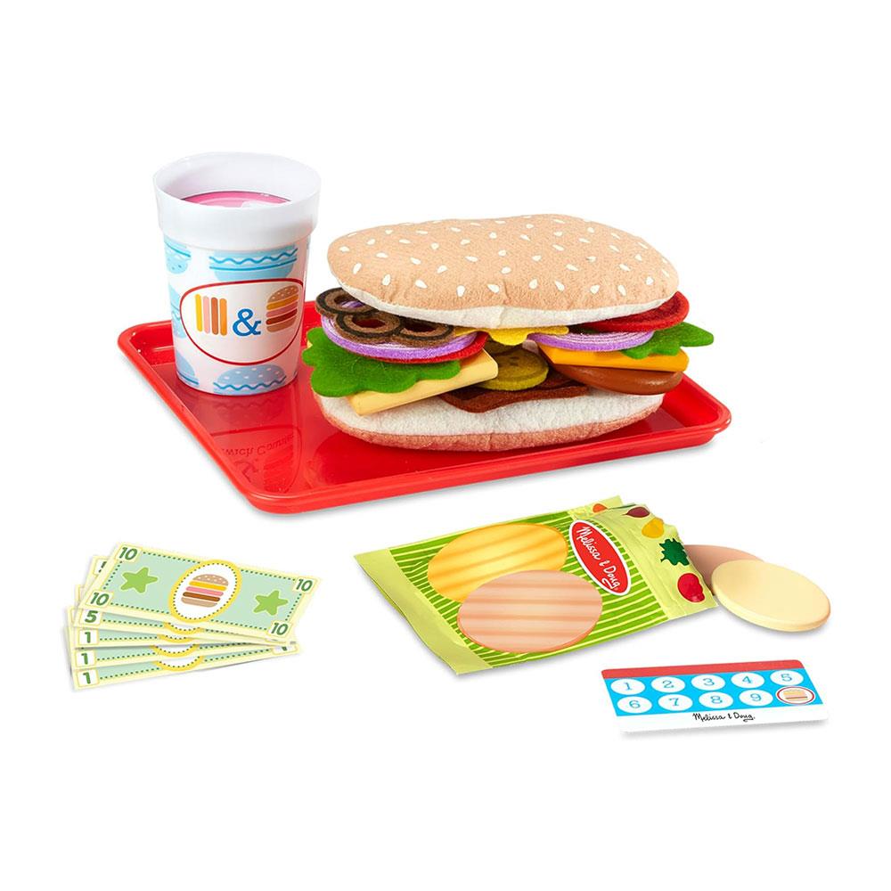 Melissa & Doug Wooden Slice & Stack Sandwich Counter Pretend Food Play - Multicolour