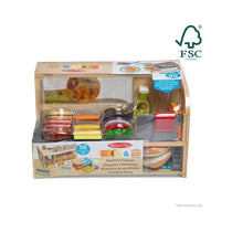 Melissa & Doug Wooden Slice & Stack Sandwich Counter Pretend Food Play - Multicolour