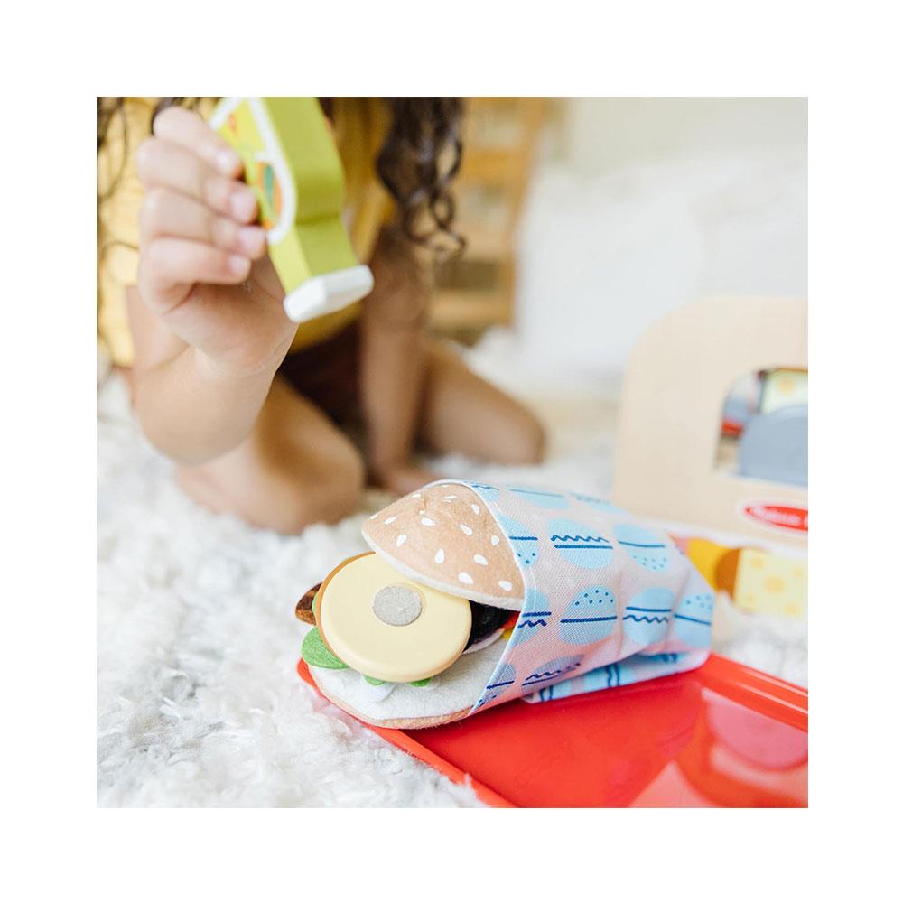 Melissa & Doug Wooden Slice & Stack Sandwich Counter Pretend Food Play - Multicolour