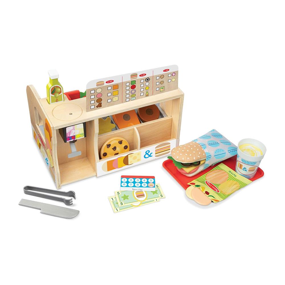 Melissa & Doug Wooden Slice & Stack Sandwich Counter Pretend Food Play - Multicolour