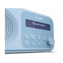 Sharp Tokyo Portable Digital Radio With Bluetooth 5.0 Mono DAB+/FM Audio Player Dual Alarm Clock 40 Pre-Sets USB/Battery - Steel Blue