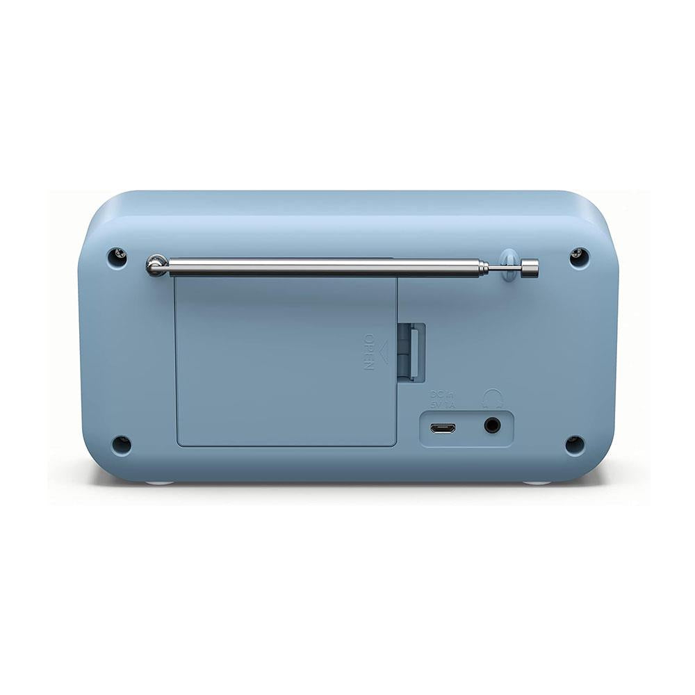 Sharp Tokyo Portable Digital Radio With Bluetooth 5.0 Mono DAB+/FM Audio Player Dual Alarm Clock 40 Pre-Sets USB/Battery - Steel Blue
