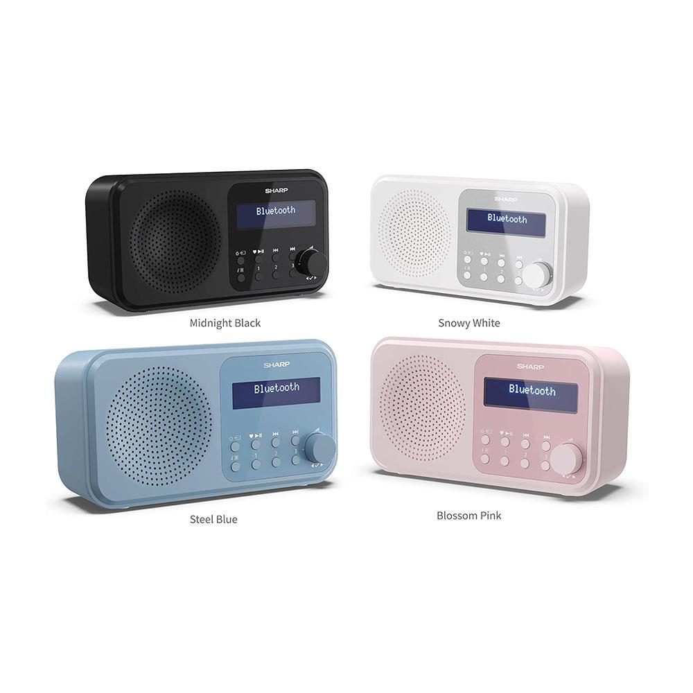 Sharp Tokyo Portable Digital Radio With Bluetooth 5.0 Mono DAB+/FM Audio Player Dual Alarm Clock 40 Pre-Sets USB/Battery - Steel Blue