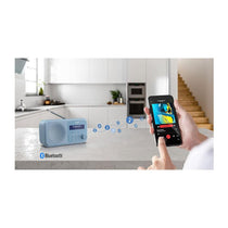 Sharp Tokyo Portable Digital Radio With Bluetooth 5.0 Mono DAB+/FM Audio Player Dual Alarm Clock 40 Pre-Sets USB/Battery - Steel Blue