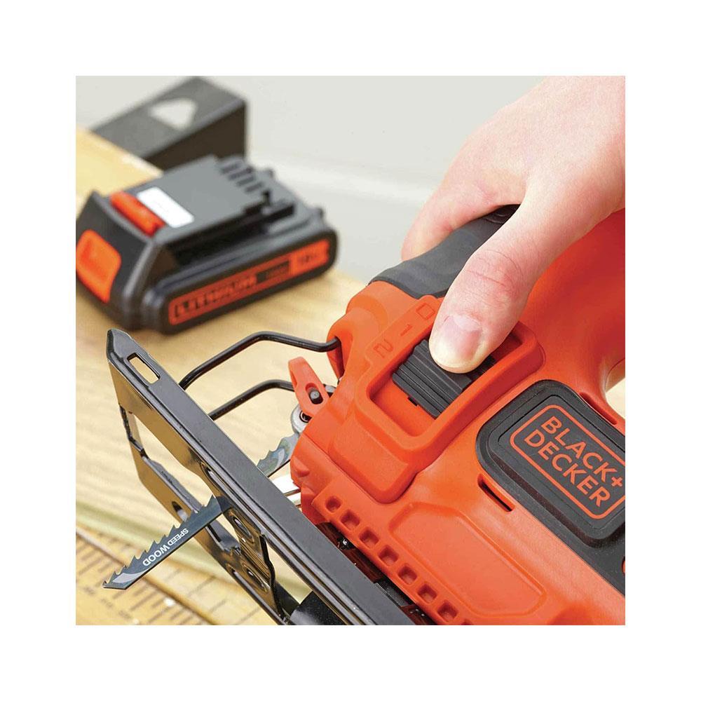 Black & Decker 18V Cordless Jigsaw With 1.5Ah Battery & Charger 3 Blades Kit - Black/Orange