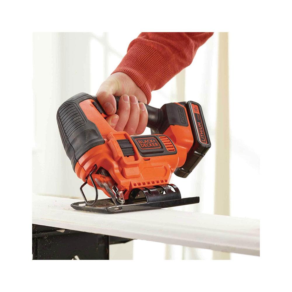 Black & Decker 18V Cordless Jigsaw With 1.5Ah Battery & Charger 3 Blades Kit - Black/Orange