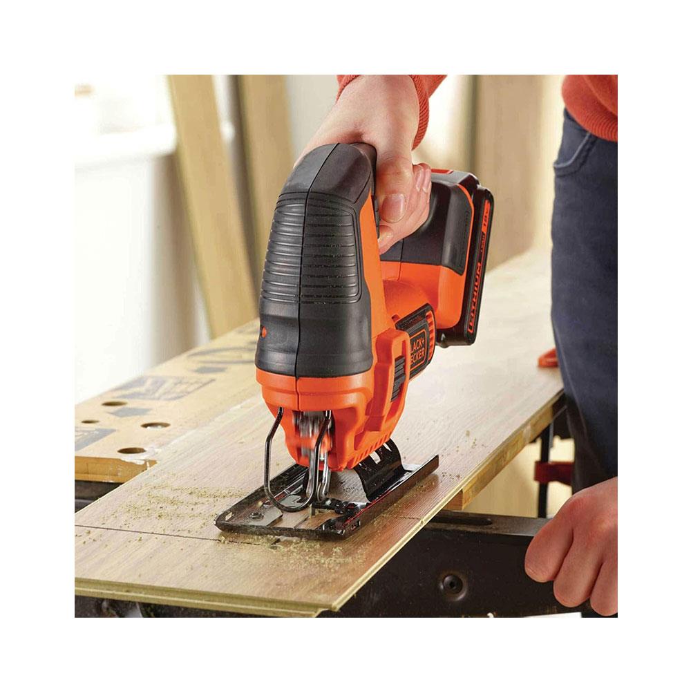 Black & Decker 18V Cordless Jigsaw With 1.5Ah Battery & Charger 3 Blades Kit - Black/Orange