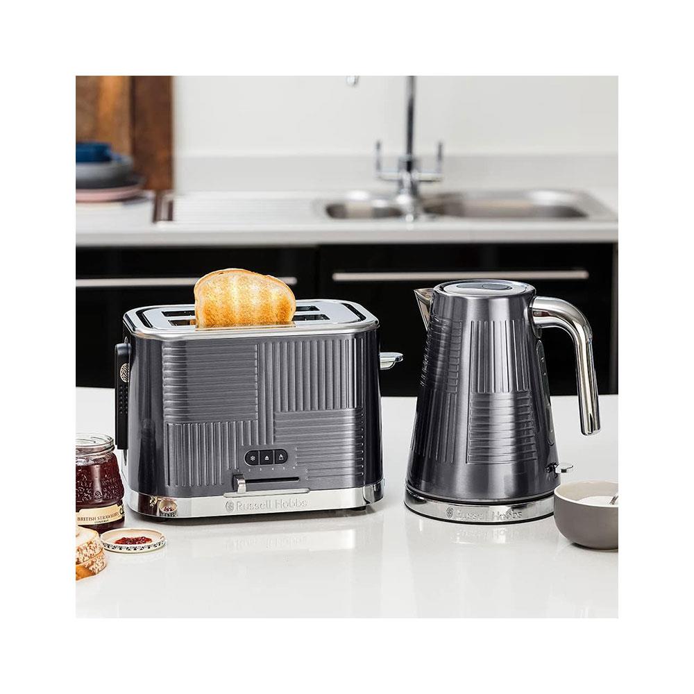 Russell Hobbs Geo Steel Cordless Electric Kettle Contemporary Design Textured Stainless Steel 1.7 Litre - Silver