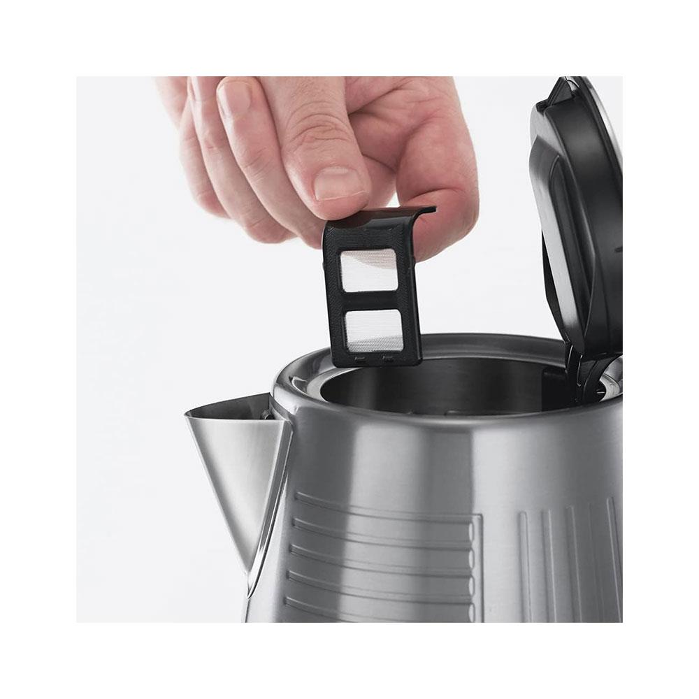 Russell Hobbs Geo Steel Cordless Electric Kettle Contemporary Design Textured Stainless Steel 1.7 Litre - Silver