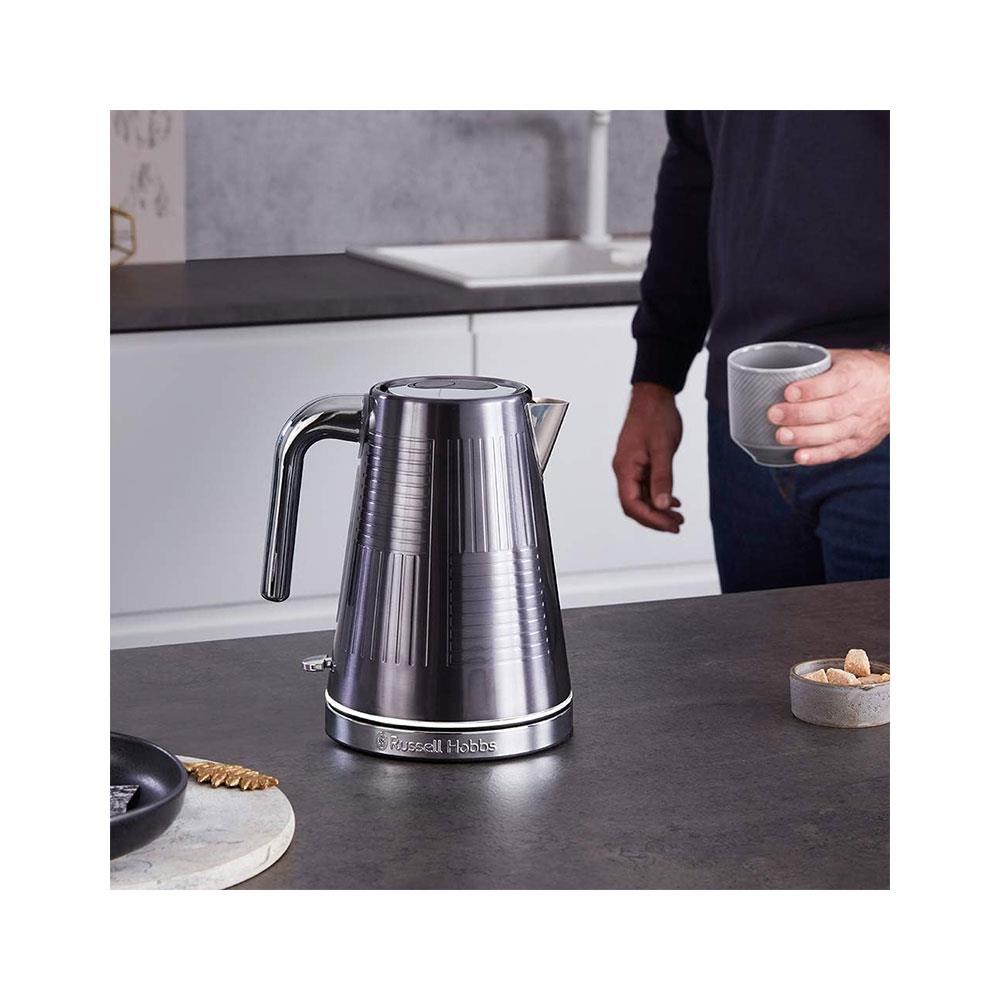 Russell Hobbs Geo Steel Cordless Electric Kettle Contemporary Design Textured Stainless Steel 1.7 Litre - Silver