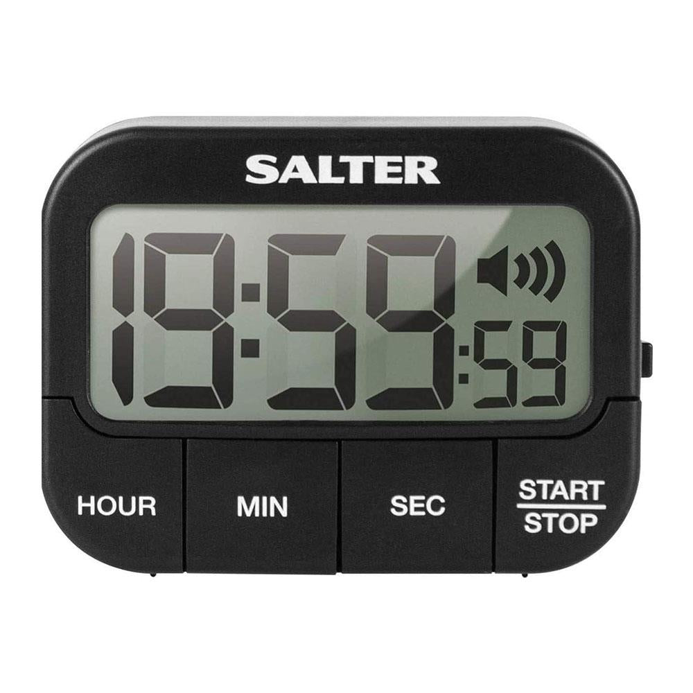 Salter 355 BKXCDU Loud Digital Kitchen Timer Stopwatch LCD Display Memory Function Large Buttons - Black