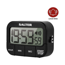 Salter 355 BKXCDU Loud Digital Kitchen Timer Stopwatch LCD Display Memory Function Large Buttons - Black