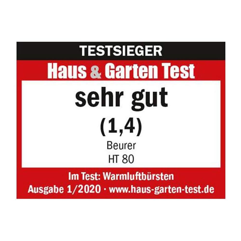 Beurer HT 80 Rotating Hot Air Brush With Ceramic Coating & 2 Heat Settings 1000W With 2 Attachments - Black