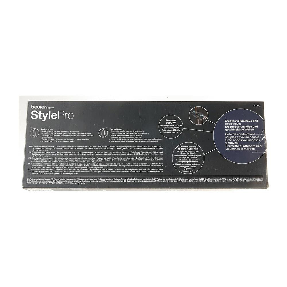 Beurer HT 80 Rotating Hot Air Brush With Ceramic Coating & 2 Heat Settings 1000W With 2 Attachments - Black