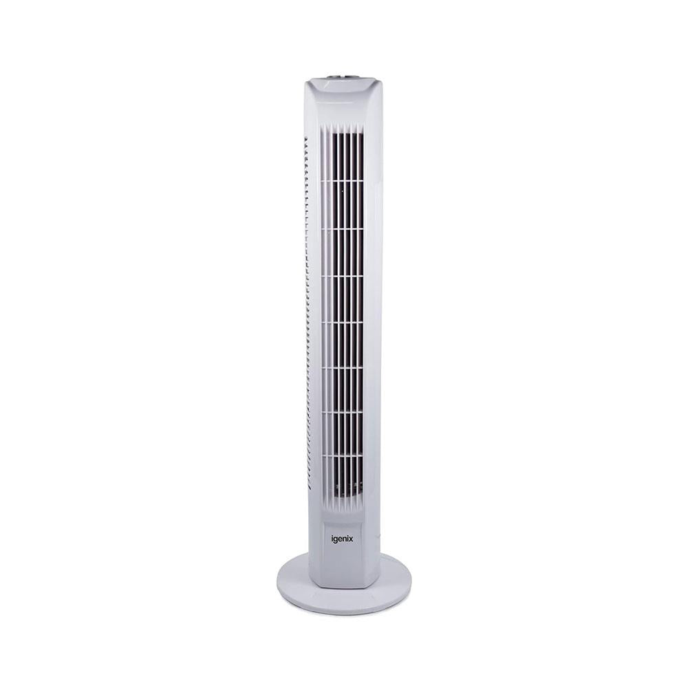 Igenix 29 Inch Oscillating Tower Fan With 3 Speed Settings 7.5 Hour Timer & Remote Control 45W - White Main image