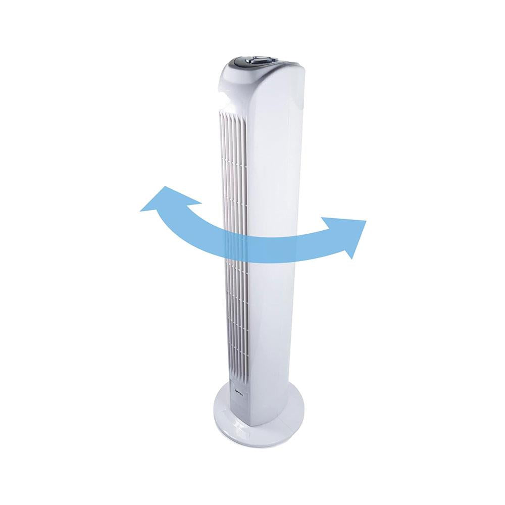 Igenix 29 Inch Oscillating Tower Fan With 3 Speed Settings 7.5 Hour Timer & Remote Control 45W - White