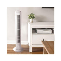 Igenix 29 Inch Oscillating Tower Fan With 3 Speed Settings 7.5 Hour Timer & Remote Control 45W - White