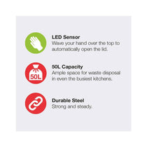 Morphy Richards Chroma Square Kitchen Bin With Infrared Motion Sensor 50 Litre - Silver