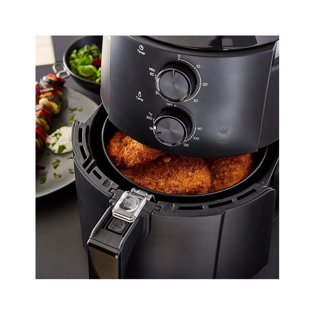 Swan Stealth Manual Air Fryer With Adjustable Temperature & 60 Minute Timer 1500W 4.7 Litres - Black