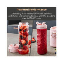 Tower Cavaletto Personal Jug Blender With Tritan Smoothie Bottle 300W 500ml - Marshmallow Pink & Rose Gold
