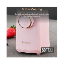 Tower Cavaletto Personal Jug Blender With Tritan Smoothie Bottle 300W 500ml - Marshmallow Pink & Rose Gold