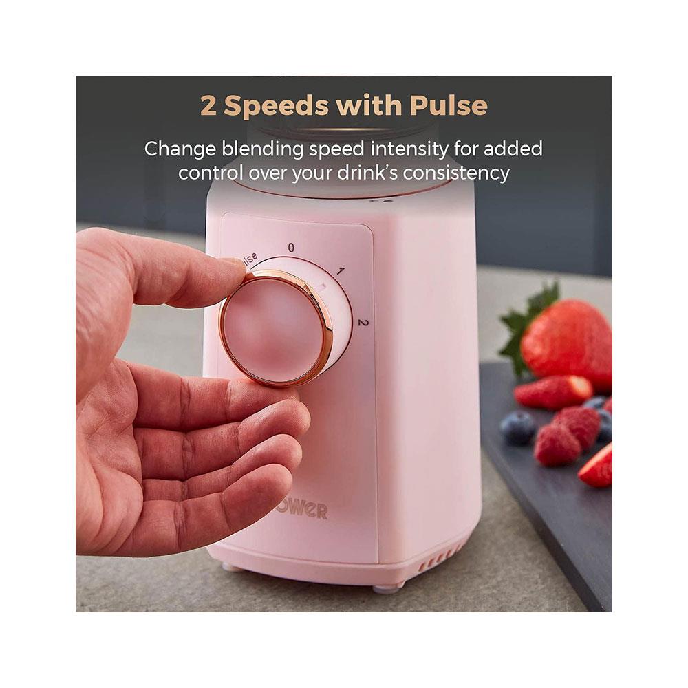 Tower Cavaletto Personal Jug Blender With Tritan Smoothie Bottle 300W 500ml - Marshmallow Pink & Rose Gold