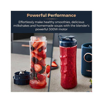 Tower Cavaletto Personal Jug Blender With Tritan Smoothie Bottle 300W 500ml - Midnight Blue & Rose Gold