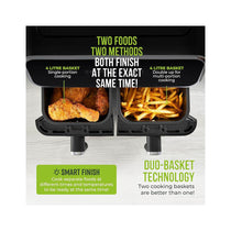 Tower Vortx Digital Dual Basket Air Fryer Digital Control 8 Cooking Pre-Sets Functions 2700W 8 Litre - Black