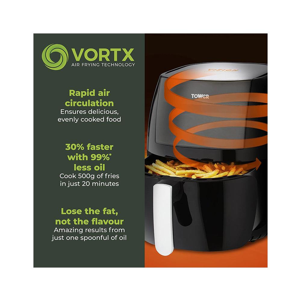 Tower Vortx Vizion Digital Air Fryer With Rapid Air Circulation 1800W 7 Litres - Black