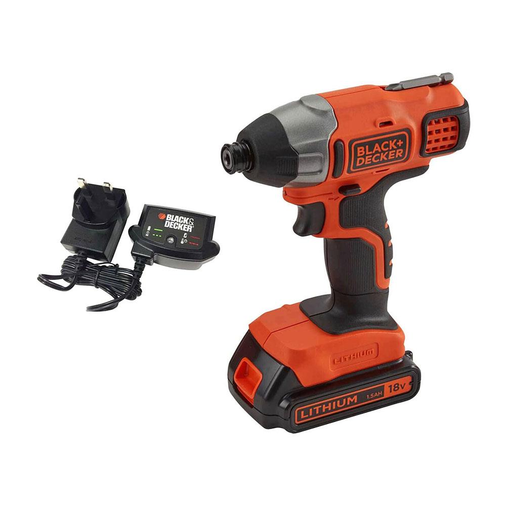 Black & Decker 18V Impact Driver & 1.5Ah Battery With 400mA Charger In Carton - Orange/Black Main image