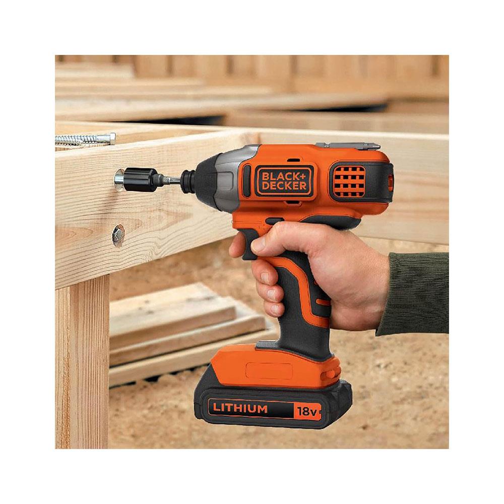 Black & Decker 18V Impact Driver & 1.5Ah Battery With 400mA Charger In Carton - Orange/Black