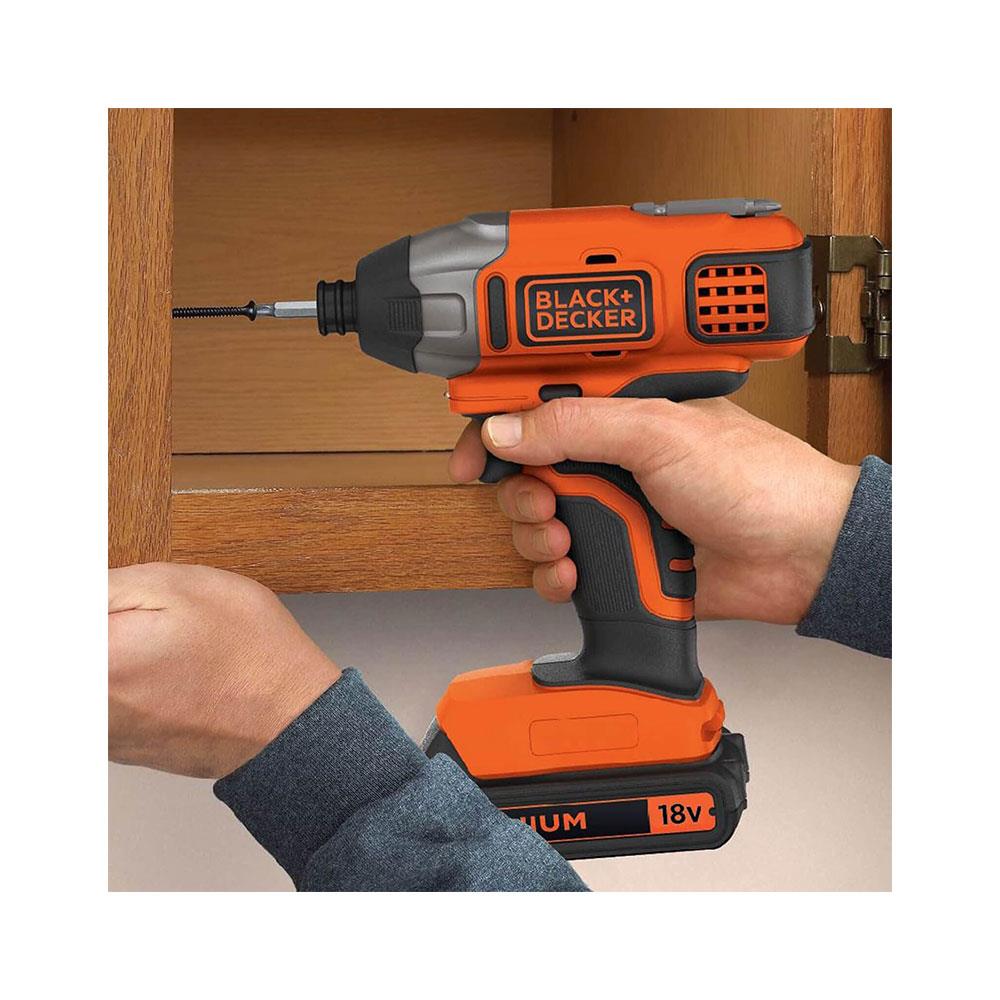 Black & Decker 18V Impact Driver & 1.5Ah Battery With 400mA Charger In Carton - Orange/Black