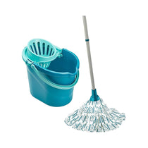 Leifheit Classic Mop & Bucket Set With 120cm Steel Handle 12 Litre Capacity - Turquoise