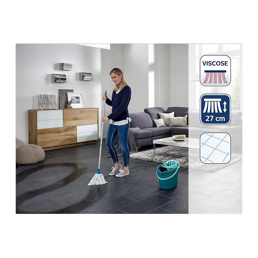 Leifheit Classic Mop & Bucket Set With 120cm Steel Handle 12 Litre Capacity - Turquoise Secondary image