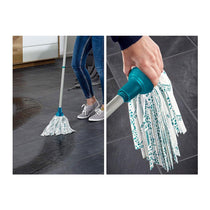 Leifheit Classic Mop & Bucket Set With 120cm Steel Handle 12 Litre Capacity - Turquoise