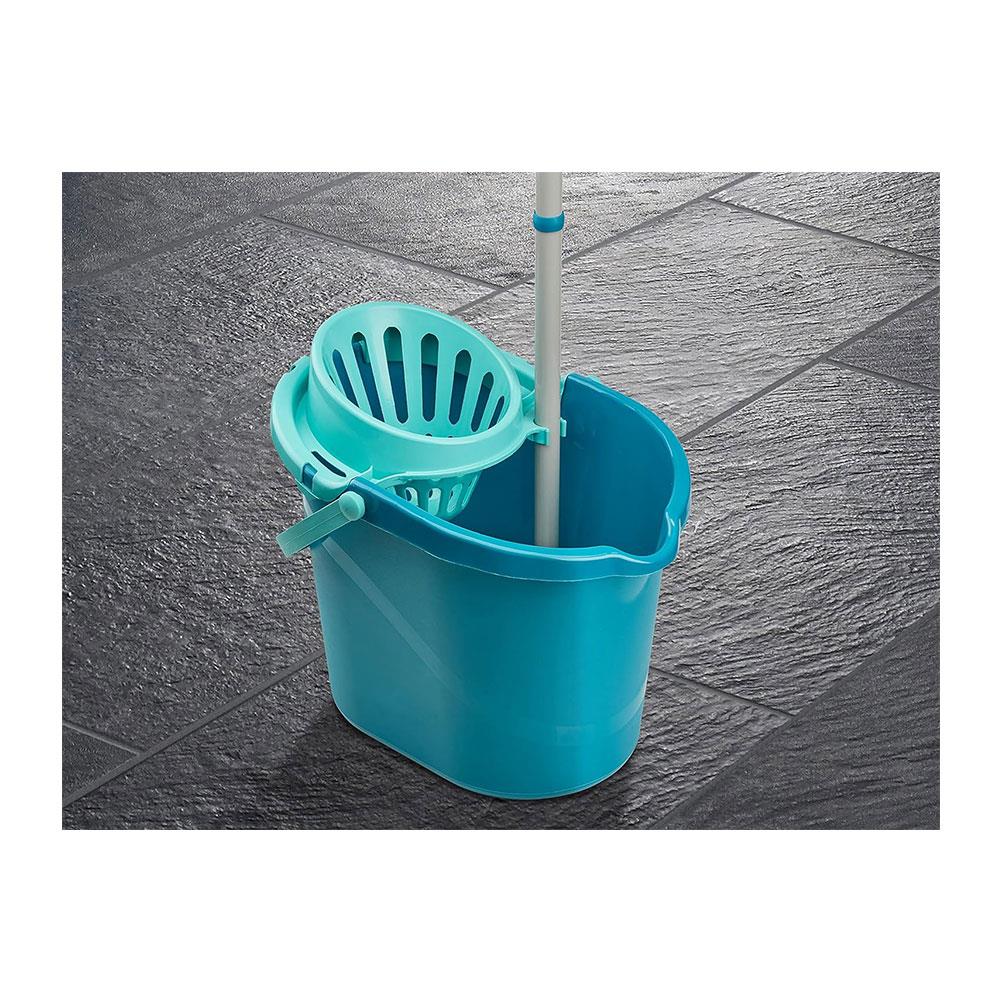 Leifheit Classic Mop & Bucket Set With 120cm Steel Handle 12 Litre Capacity - Turquoise